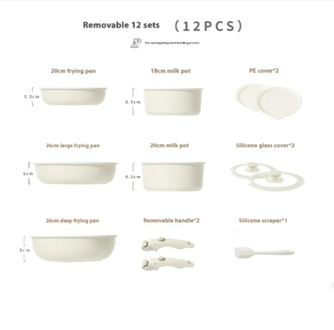 Removable Handle Non-Stick Pot Set with Steamer – Versatile Household Cookware